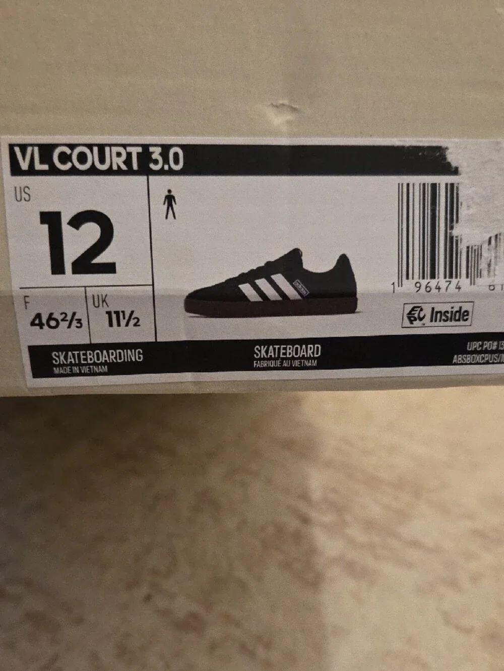 NWT. adidas Black and White VL Court 3.0 Skate Shoes